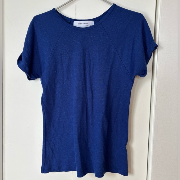 🎉4/30$🎉 Zara Cobalt Blue Basic Tee - Size M - Picture 1 of 4